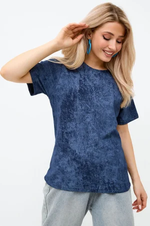 Футболка женская "Варенка" хлопок (р-ры: S-XL) темно-синий