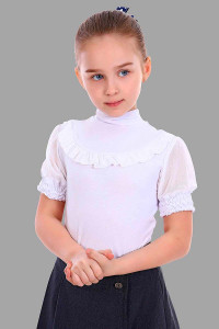 Водолазка школьная "Клетка" вискоза (последний размер) молочный 42