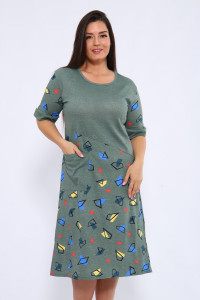 Платье женское 611 кулирка (последний размер) зеленый ромб 50