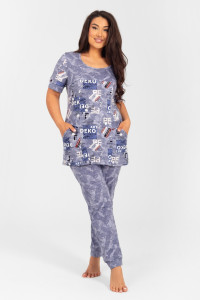 Костюм двойка женский К-311 "Холли" кулирка (последний размер) индиго 50,54