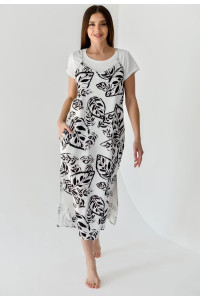 Сарафан женский + футболка "Крокус" лён+трикотаж "лапша" (последний размер) белый 62