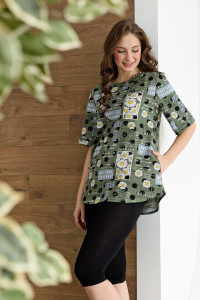 Костюм двойка женский "Дачный сезон" 2198-К/Ви трикотаж (последний размер) зеленый 54