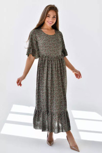 Платье женское "Любава" штапель (последний размер) хаки 48,50