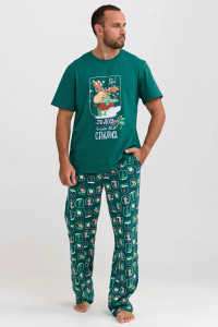 Пижама мужская "Все будет!" 2262-К трикотаж (последний размер) изумрудный 54