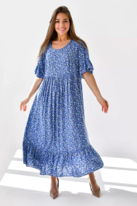 Платье женское "Любава" штапель (последний размер) голубой 56