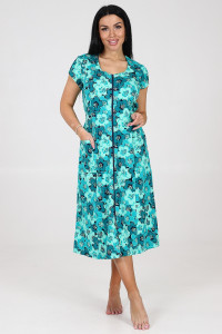 Халат женский ХК-548 кулирка (последний размер) пятилистник изумруд 60