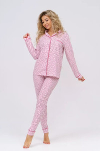 Костюм двойка женский "Динара 3" 1233-4 кулирка (последний размер) розовый 52,54,56