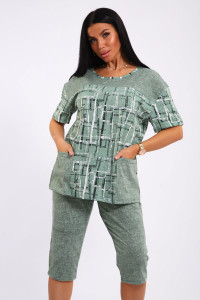 Костюм двойка женский №243 кулирка (р-ры: 50-64) хаки