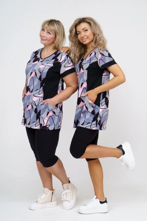 Костюм двойка женский №36949 кулирка с лайкрой (р-ры: 48-62)