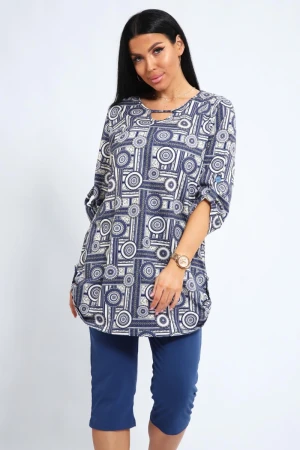 Костюм двойка женский 01052 кулирка (р-ры: 48-60) синий
