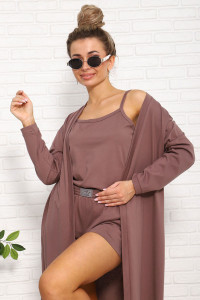 Костюм тройка женский №1055 кулирка (р-ры: 46-54) капучино