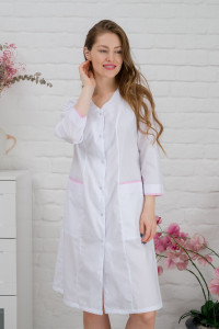Халат медицинский женский М-038(34) тиси (р-ры: 42-64) белый-2