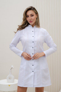 Халат медицинский женский М-051-0/124 тиси (р-ры: 42-56) белый-черный