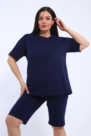 Костюм двойка женский КШЖ0023 кулирка (р-ры: XXL-7XL) синий