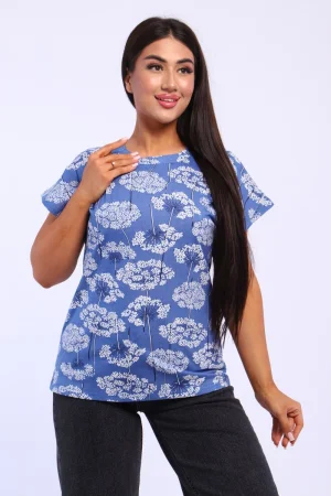 Футболка женская ФЖ0062 кулирка (р-ры: L-11XL) голубой