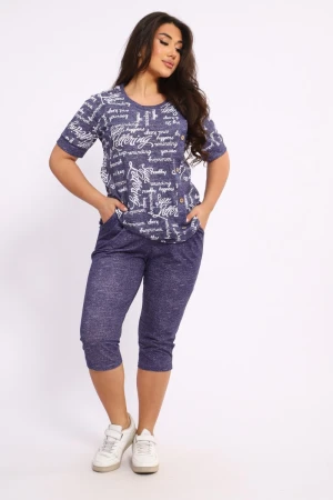 Костюм двойка женский КБЖЖ0053В кулирка (р-ры: XL-8XL) джинс