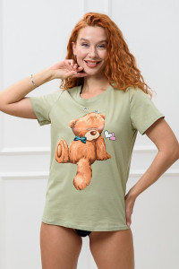 Футболка женская №8380 кулирка (р-ры: 42-54) хаки