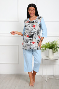 Костюм двойка женский №1060 кулирка (р-ры: 48-58) голубой