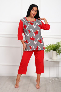 Костюм двойка женский №1060 кулирка (р-ры: 48-58) красный