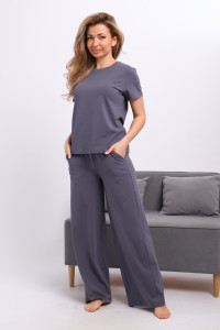 Костюм двойка женский №26006 кулирка (р-ры: 44-58) графит