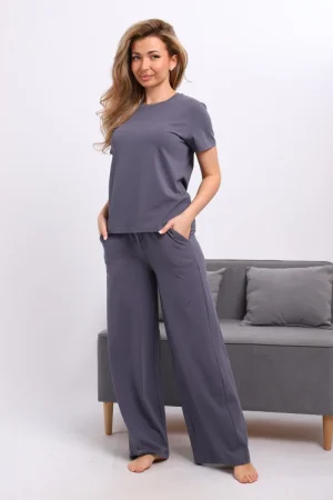 Костюм двойка женский №26006 кулирка (р-ры: 44-58) графит