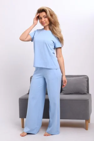 Костюм двойка женский №26006 кулирка (р-ры: 44-58) голубой