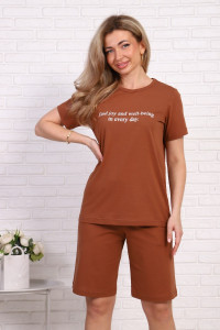 Костюм двойка женский №1015 кулирка (р-ры: 46-54) коричневый