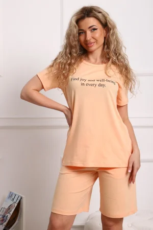 Костюм двойка женский №1015 кулирка (р-ры: 46-54) персиковый