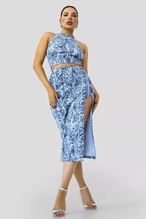 Костюм двойка женский с юбкой ПЛ-132КШ/ЗМЕ кашкорсе (р-ры: 40-50) змея