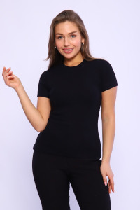 Футболка женская №42353 кашкорсе (р-ры: 42-60) черный