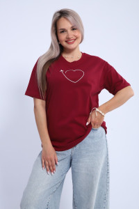Футболка женская ФЖ0062А кулирка (р-ры: L-7XL) бордовый