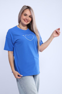 Футболка женская ФЖ0062А кулирка (р-ры: L-7XL) васильковый