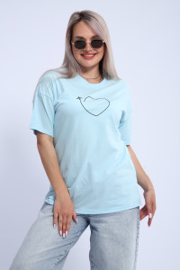 Футболка женская ФЖ0062А кулирка (р-ры: L-7XL) голубой