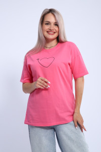 Футболка женская ФЖ0062А кулирка (р-ры: L-7XL) ярко-розовый