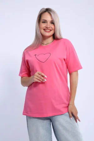 Футболка женская ФЖ0062А кулирка (р-ры: L-7XL) ярко-розовый