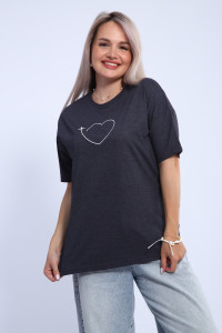 Футболка женская ФЖ0062А кулирка (р-ры: L-7XL) графит