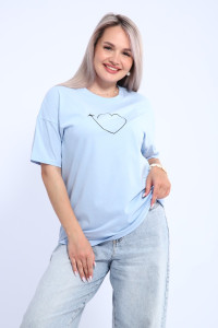 Футболка женская ФЖ0062А кулирка (р-ры: L-7XL) небесно-голубой
