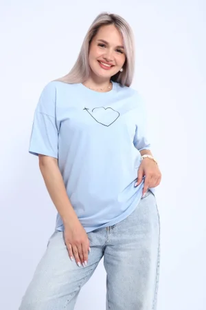 Футболка женская ФЖ0062А кулирка (р-ры: L-7XL) небесно-голубой