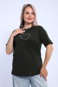 Футболка женская ФЖ0062А кулирка (р-ры: L-7XL) темный хаки