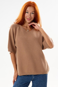 Футболка женская "Вязаная К" вязаное полотно (р-ры: XL-XXL) кофейный