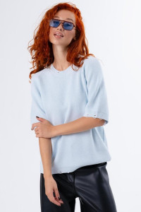 Футболка женская "Вязаная Г" вязаное полотно (р-ры: XL-XXL) голубой