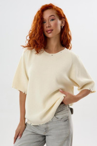 Футболка женская "Вязаная А" вязаное полотно (р-ры: XL-XXL) молочный