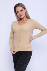 Лонгслив женский КЖ0070 кашкорсе (р-ры: XS-6XL) бежевый
