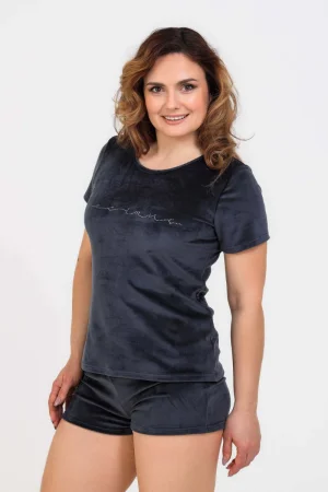 Костюм двойка женский №50542 велюр (р-ры: 42-52) графит