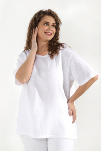 Блузка женская "Виола-1" муслин (последний размер) белый 48