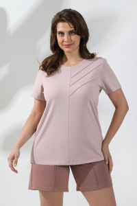 Футболка женская "Отпуск-6" кулирка с лайкрой (последний размер) пудровый 48,50