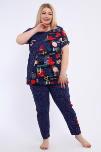 Костюм двойка женский №24252 кулирка (р-ры: 48-60) синий