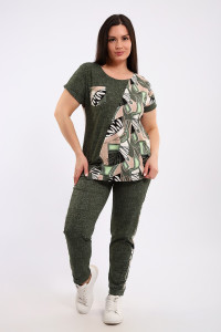 Костюм двойка женский №24252 кулирка (р-ры: 48-60) темно-зеленый