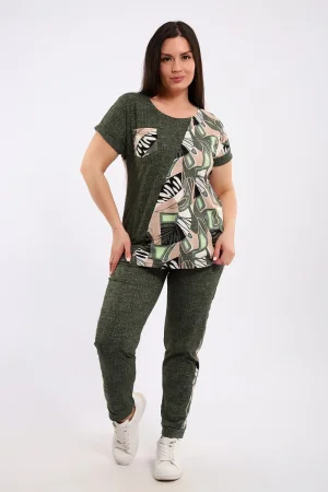 Костюм двойка женский №24252 кулирка (р-ры: 48-60) темно-зеленый