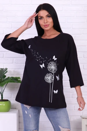 Туника женская №4489 кулирка (р-ры: 46-68) черный